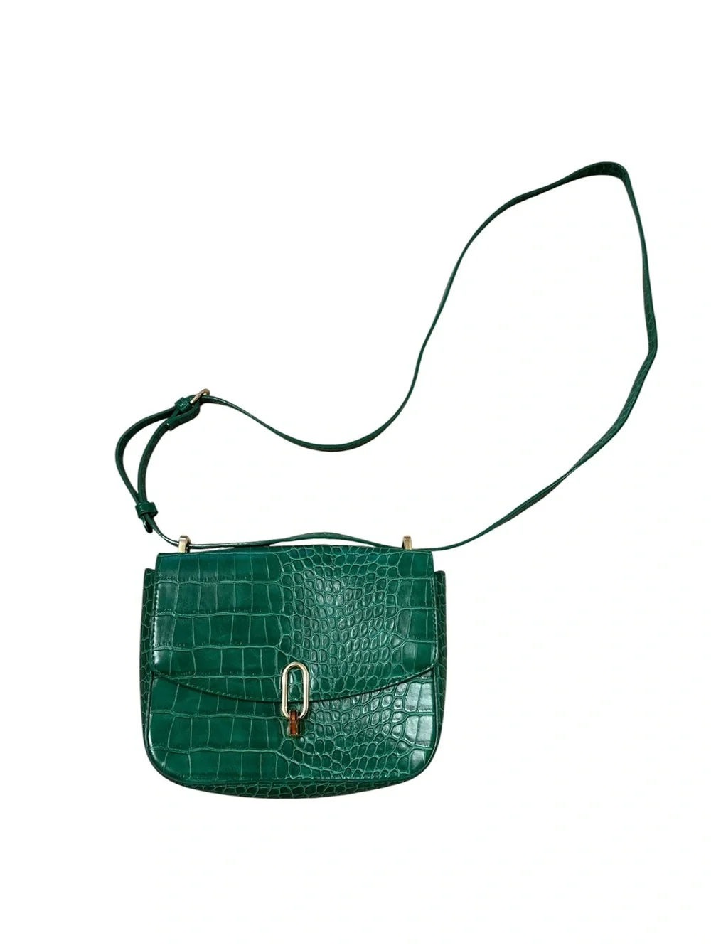 A New Day Green Crocodile-Embossed Crossbody Bag